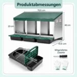 Vištų lizdas su trimis skyriais ir kiaušinių surinkimo sistema (Žalia) – Paveikslėlis 2