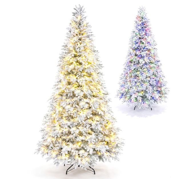 dirbtine-eglute-210-cm-su-270-led-lempuciu-ir-metaliniu-stovu-zalia-ir-balta Dirbtinė eglutė 210 cm su 270 LED lempučių ir metaliniu stovu (Žalia ir balta)