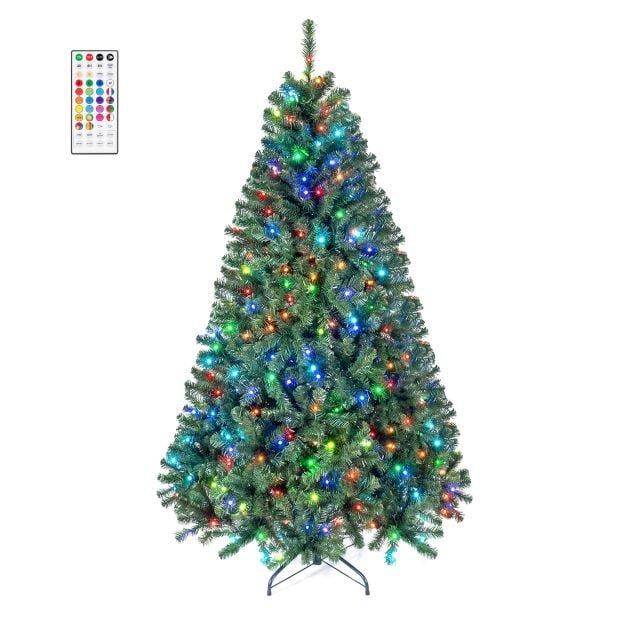 dirbtine-eglute-su-300-rgb-led-lempuciu-ir-metaliniu-stovu-zalia Dirbtinė eglutė su 300 RGB LED lempučių ir metaliniu stovu (Žalia)