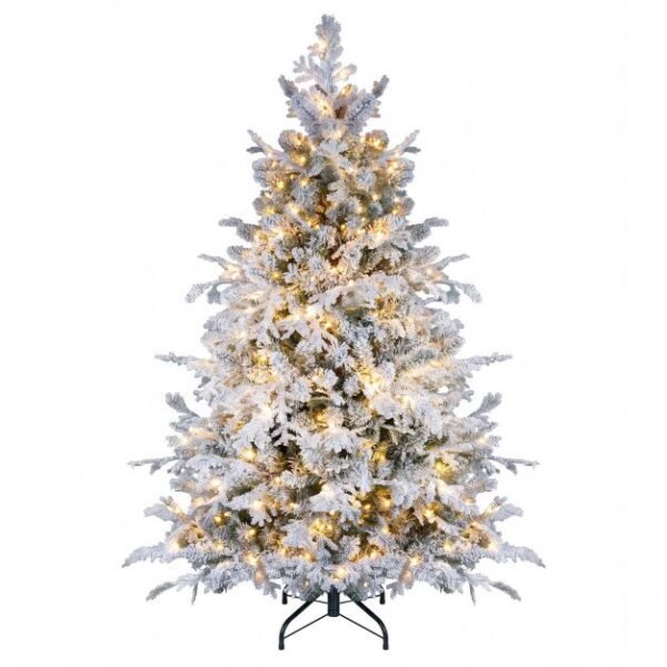 Dirbtinė eglutė su LED apšvietimu ir sniego efektu 150 cm (Žalia ir balta)
