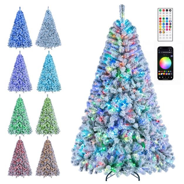 dirbtine-eglute-su-sniego-imitacija-ir-rgb-apsvietimu-180-cm-zalia-ir-balta Dirbtinė eglutė su sniego imitacija ir RGB apšvietimu 180 cm (Žalia ir balta)